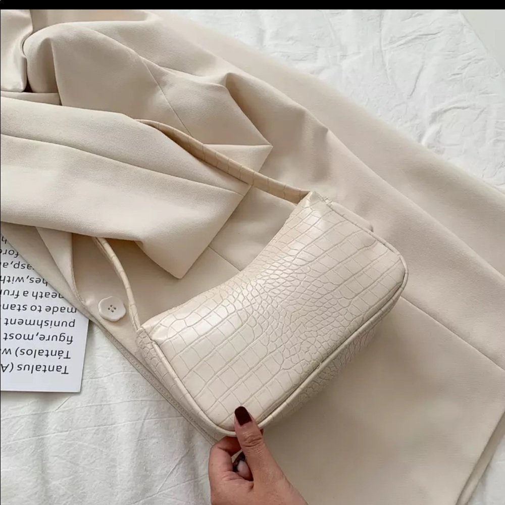 New Cream Baguette Croc bag